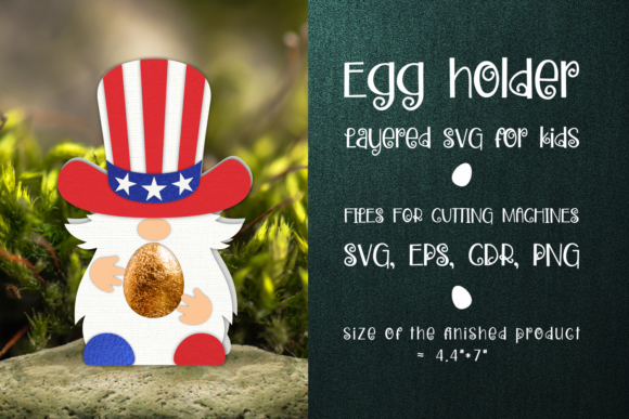 4th of July Gnome Chocolate Egg Holder T: 3D SVG Shapes