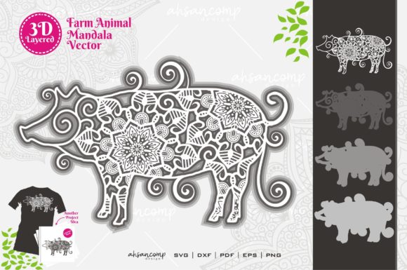 Farm Animal Mandala 3D SVG for Shadow Boxes