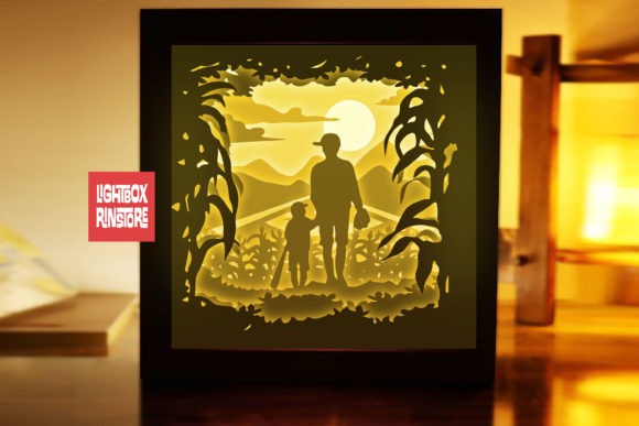 Father and Son Play Baseball 227: 3D SVG for Shadow Boxes