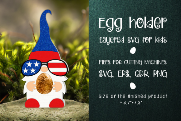 Fourth of July Gnome Egg Holder 3D SVG Shapes