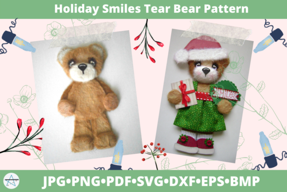 Holiday Smiles Tear Bear Pattern: 3D SVG Christmas Asset