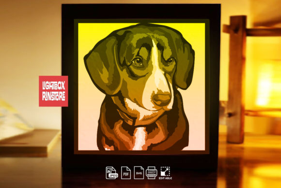 Jack Russell Terrier Paper Light Box 241: 3D SVG Shadow Boxes