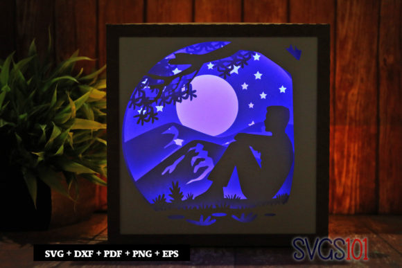 Man Sitting Alone Under Tree Shadow Box Review