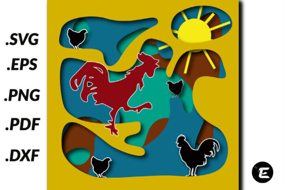 Rooster 3D SVG for Stunning Shadow Boxes